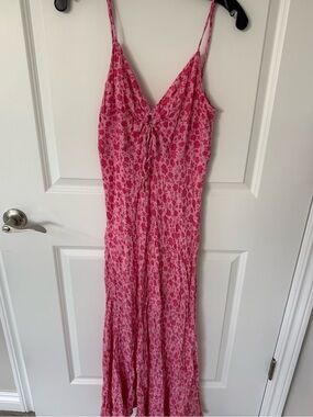 Solai Floral Printed Keyhole Dress Size Large